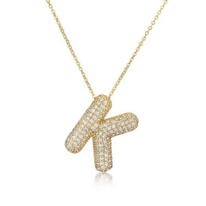 ROMALI 18K Gold-Plated Zirconia Balloon Initial Necklace - ROMALI