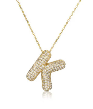 ROMALI 18K Gold-Plated Zirconia Balloon Initial Necklace - ROMALI