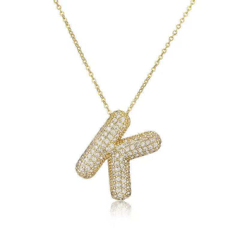 ROMALI 18K Gold-Plated Zirconia Balloon Initial Necklace - ROMALI