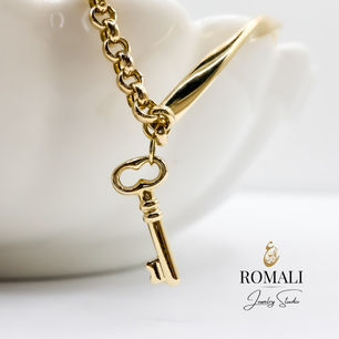 18k Solid Gold Key Bracelet