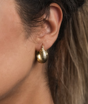 ROMALI 18K Gold-Plated Textured Hoop Earrings - ROMALI
