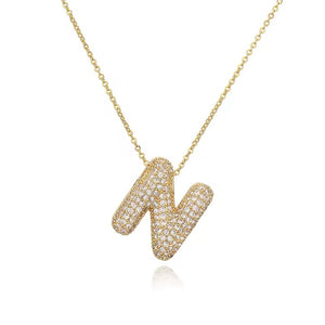 ROMALI 18K Gold-Plated Zirconia Balloon Initial Necklace - ROMALI