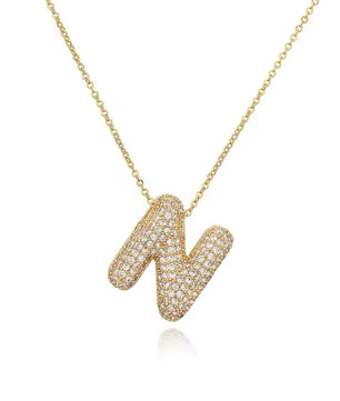 ROMALI 18K Gold-Plated Zirconia Balloon Initial Necklace - ROMALI