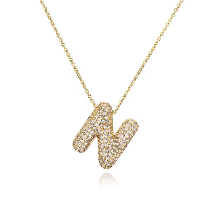 ROMALI 18K Gold-Plated Zirconia Balloon Initial Necklace - ROMALI