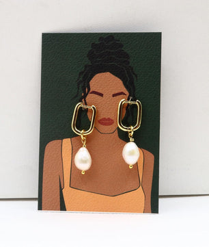 ROMALI 18K Gold-Plated Golden Pearl Hoop Earrings - ROMALI