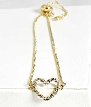 ROMALI 18K Gold-Plated Open Heart Adjustable Bracelet - ROMALI