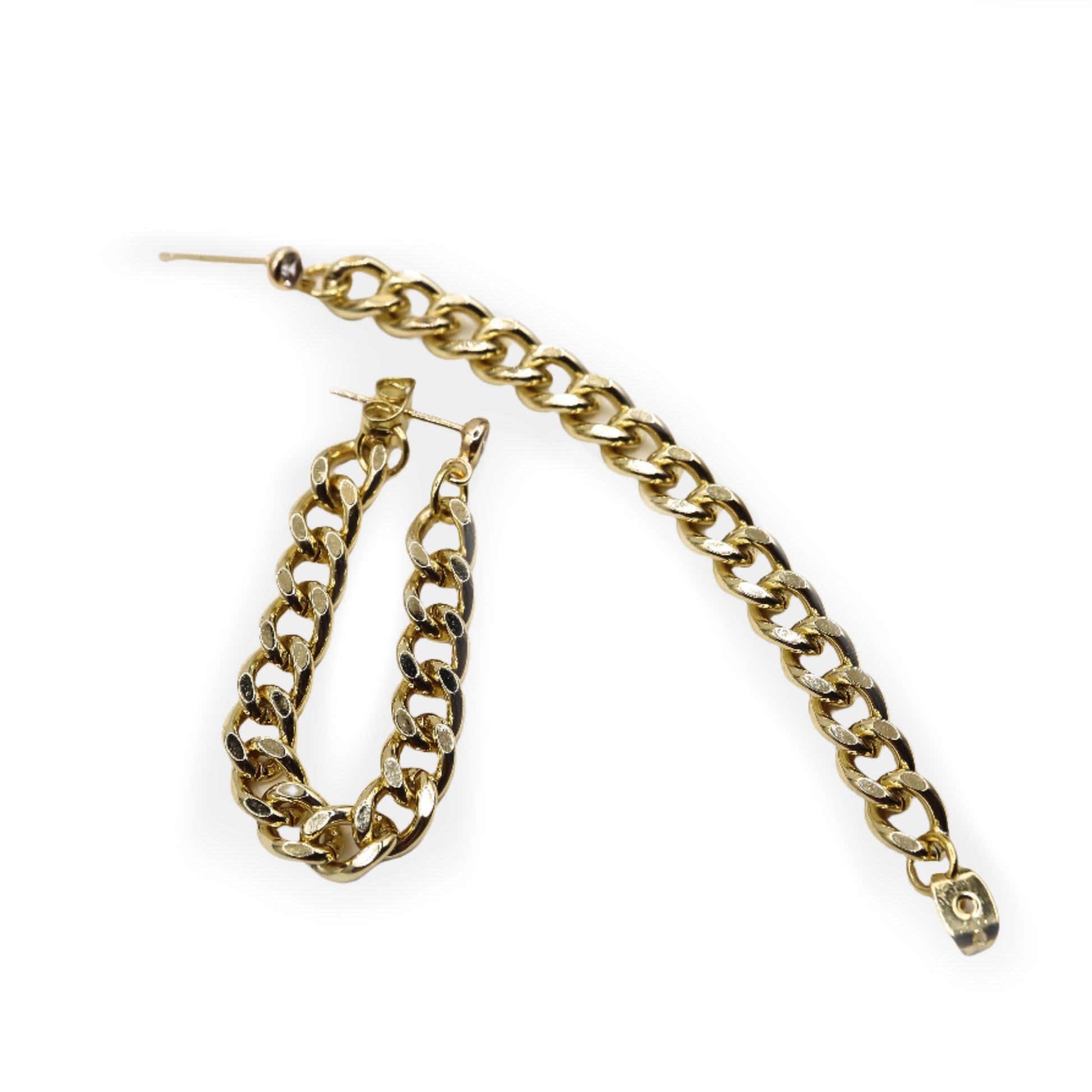 ROMALI 18K Gold-Plated - Classique Gold Curb Chain Earrings