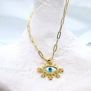 18k Gold-Plated Lash Adorned Evil Eye Necklace
