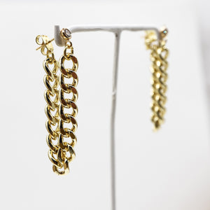 18K Gold-Plated - Classique Gold Curb Chain Earrings -