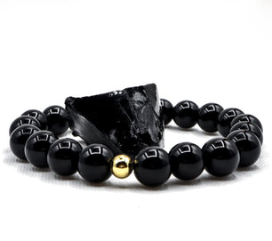 Natural Obsidian Bracelet - Stone of Protection - 8mm