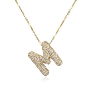 ROMALI 18K Gold-Plated Zirconia Balloon Initial Necklace - ROMALI