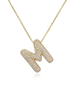 ROMALI 18K Gold-Plated Zirconia Balloon Initial Necklace - ROMALI