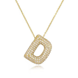 ROMALI 18K Gold-Plated Zirconia Balloon Initial Necklace - ROMALI