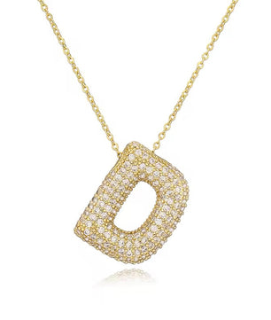 ROMALI 18K Gold-Plated Zirconia Balloon Initial Necklace - ROMALI
