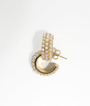 ROMALI 18K Gold-Plated Mini Pearl Cluster Hoop Earrings - ROMALI