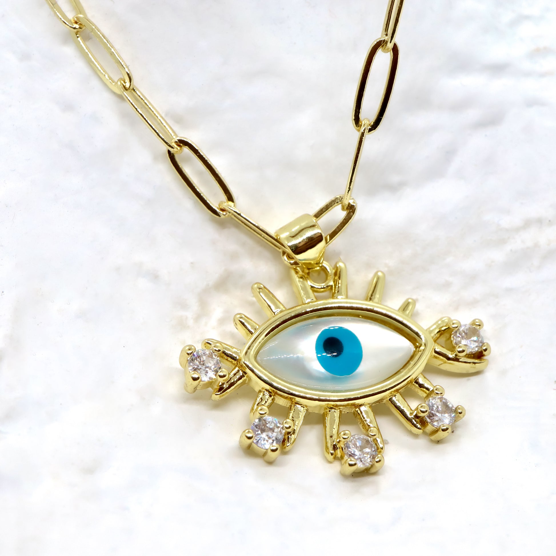 18k Gold-Plated Lash Adorned Evil Eye Necklace