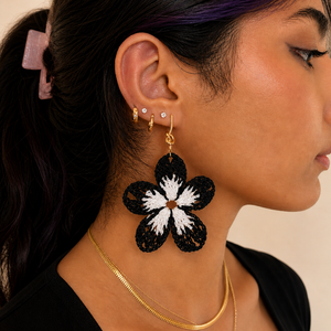 ROMALI Handmade Crochet Flower Earrings | 18K Gold-Plated
