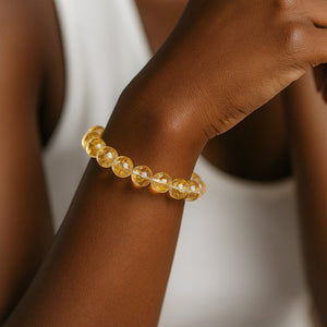 ROMALI Natural Citrine Beaded Bracelet - Stone on Luck & Money 10mm - ROMALI