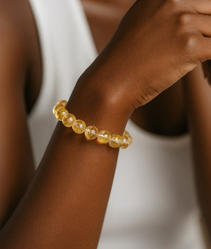 ROMALI Natural Citrine Beaded Bracelet - Stone on Luck & Money 10mm - ROMALI