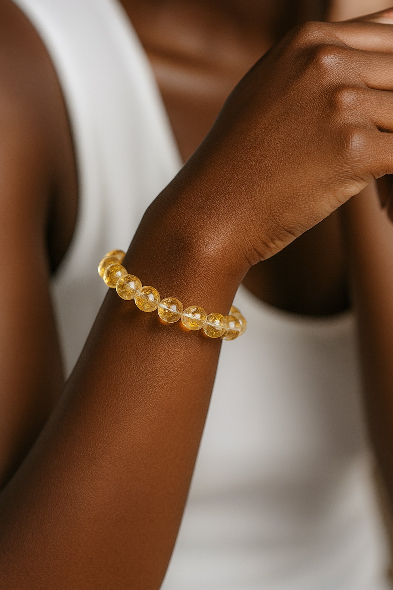 ROMALI Natural Citrine Beaded Bracelet - Stone on Luck & Money 10mm - ROMALI