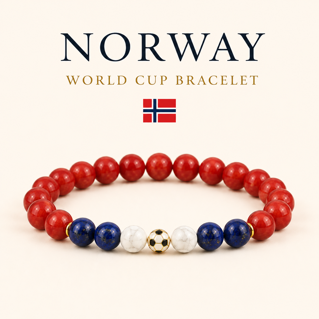 ROMALI Norway World Cup Bracelet | Red Jasper, Lapis Lazuli & Howlite | Unisex