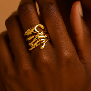 ROMALI 18K Gold-Plated Abstract Wave Ring