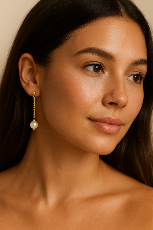 ROMALI Pearl Drop Earrings - 18K Gold-Plated