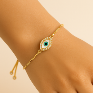 ROMALI Adjustable Evil Eye Bracelet – 18K Gold-Plated