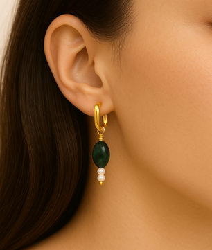 ROMALI 18K Gold-Plated Ruby Zoisite & Freshwater Pearl Earrings