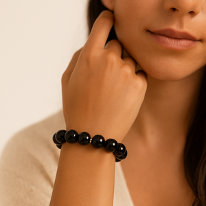 ROMALI Natural Obsidian Beaded Bracelet - Stone of Protection 10mm - ROMALI
