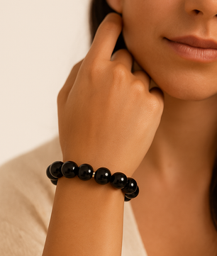 ROMALI Natural Obsidian Beaded Bracelet - Stone of Protection 10mm - ROMALI