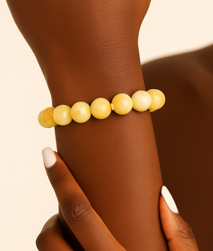 ROMALI Natural Yellow Calcite Beaded Bracelet – Stone of Joyfulness 10mm - ROMALI