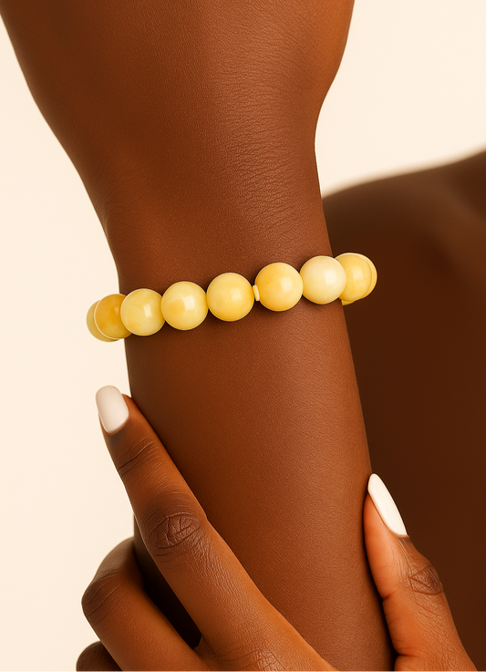 ROMALI Natural Yellow Calcite Beaded Bracelet – Stone of Joyfulness 10mm - ROMALI