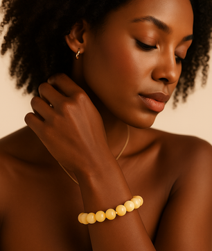 ROMALI Natural Yellow Calcite Beaded Bracelet – Stone of Joyfulness 10mm - ROMALI