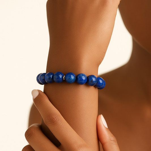 ROMALI Natural Lapis Lazuli Beaded Bracelet - Stone of Wisdom 10mm - ROMALI