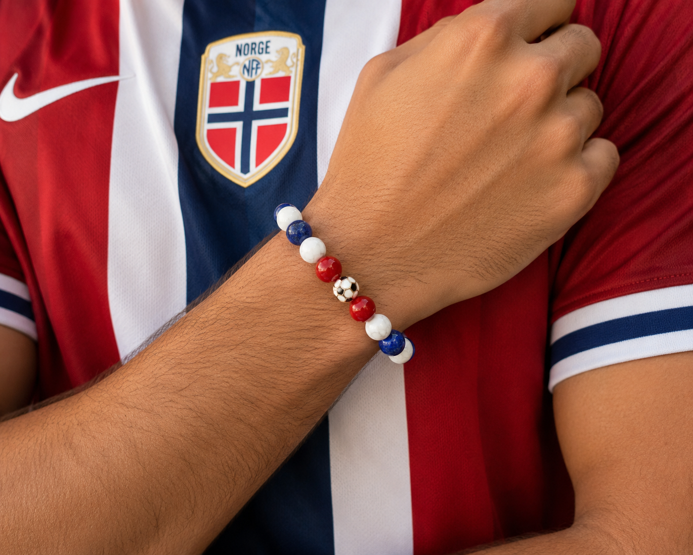 ROMALI Norway World Cup Bracelet | Red Jasper, Lapis Lazuli & Howlite | Unisex
