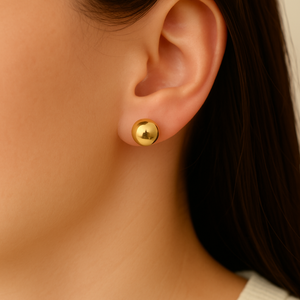 ROMALI 18K Gold-Plated Ball Stud Earrings – Small, Medium, and Large Sizes - ROMALI