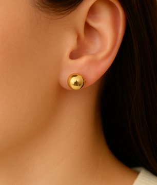 ROMALI 18K Gold-Plated Ball Stud Earrings – Small, Medium, and Large Sizes - ROMALI