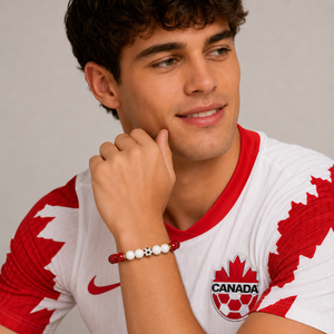 ROMALI Canada Soccer World Cup Bracelet | Cherry Jade & White Jade Unisex