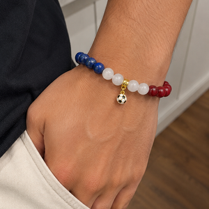 ROMALI France Soccer Beaded Bracelet | Lapis Lazuli, White Jade & Cherry Jade Unisex