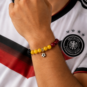 ROMALI Germany Soccer Beaded Bracelet | Black Onyx, Yellow Jade & Red Jade Unisex