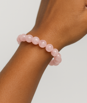 ROMALI Natural Rose Quartz Beaded Bracelet - Stone of Self Love 10mm - ROMALI
