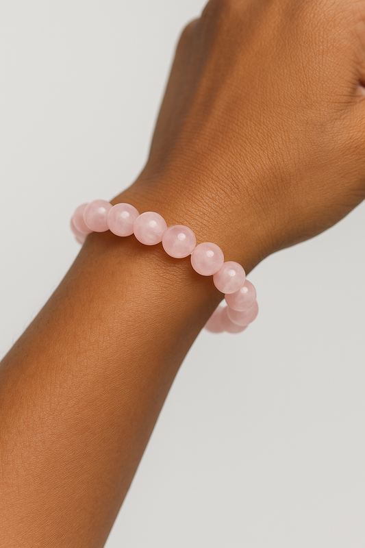ROMALI Natural Rose Quartz Beaded Bracelet - Stone of Self Love 10mm - ROMALI