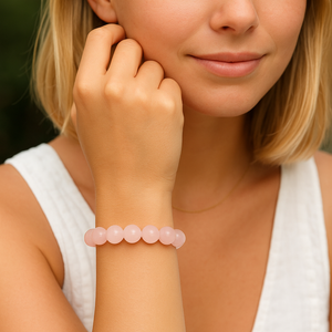 ROMALI Natural Rose Quartz Beaded Bracelet - Stone of Self Love 10mm - ROMALI