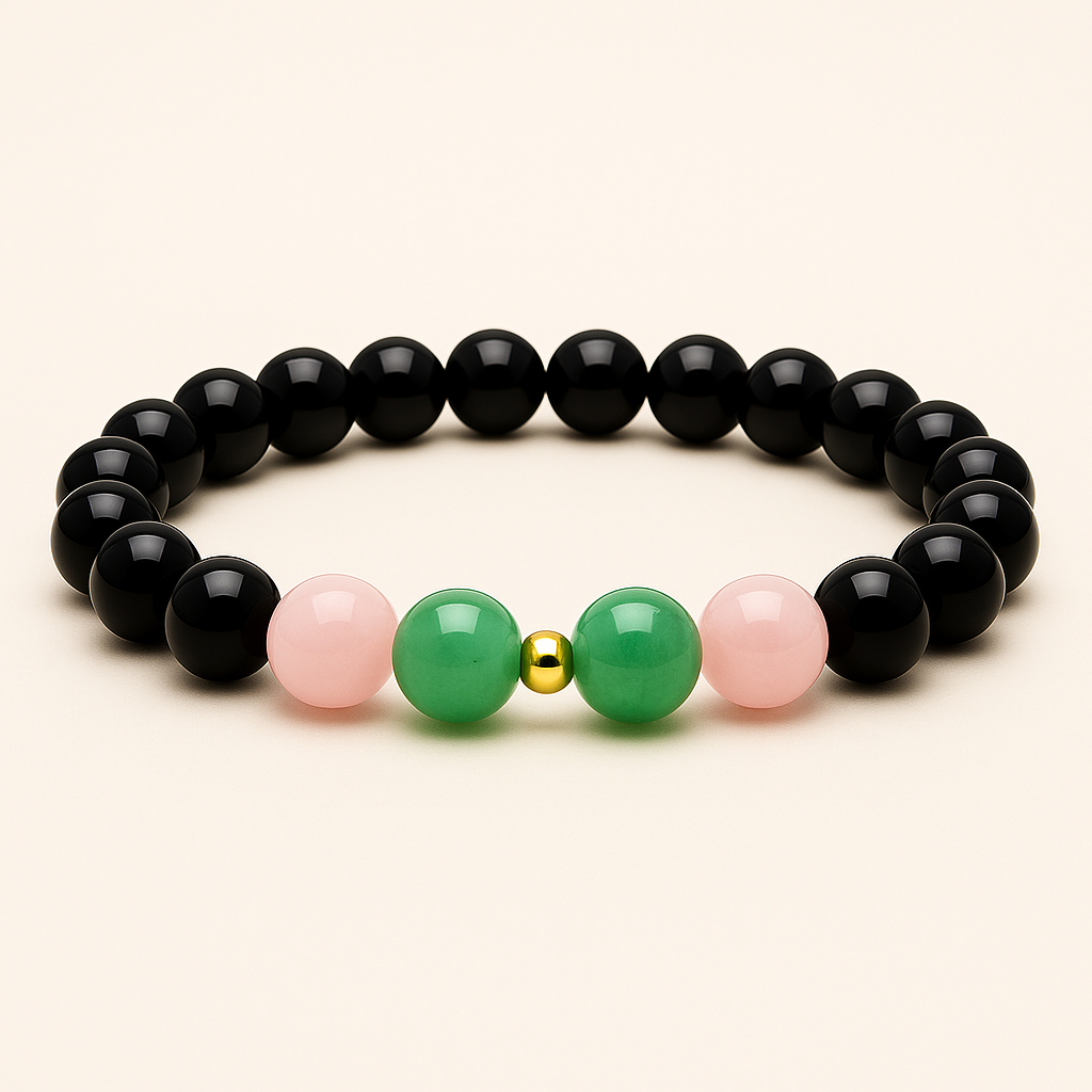 ROMALI Taurus Zodiac Beaded Bracelet - Green Jade & Rose Quartz - ROMALI