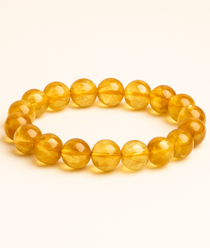 ROMALI Natural Citrine Beaded Bracelet - Stone on Luck & Money 10mm - ROMALI