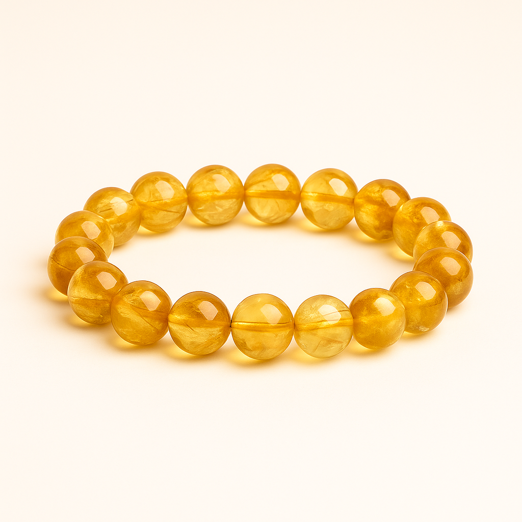 ROMALI Natural Citrine Beaded Bracelet - Stone on Luck & Money 10mm - ROMALI