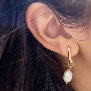 ROMALI 18K Gold-Plated Golden Pearl Hoop Earrings - ROMALI