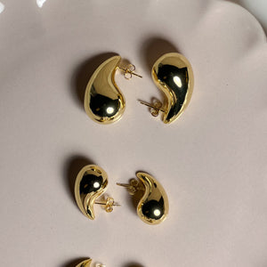 18k Gold-Plated Statement Golden Teardrop Stud Dangle Earrings Small, Medium, Large - ROMALI