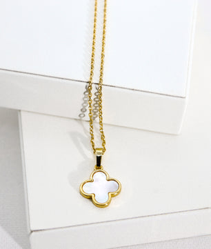 ROMALI 18K Gold-Plated Shell Clover Pendant Necklace - ROMALI